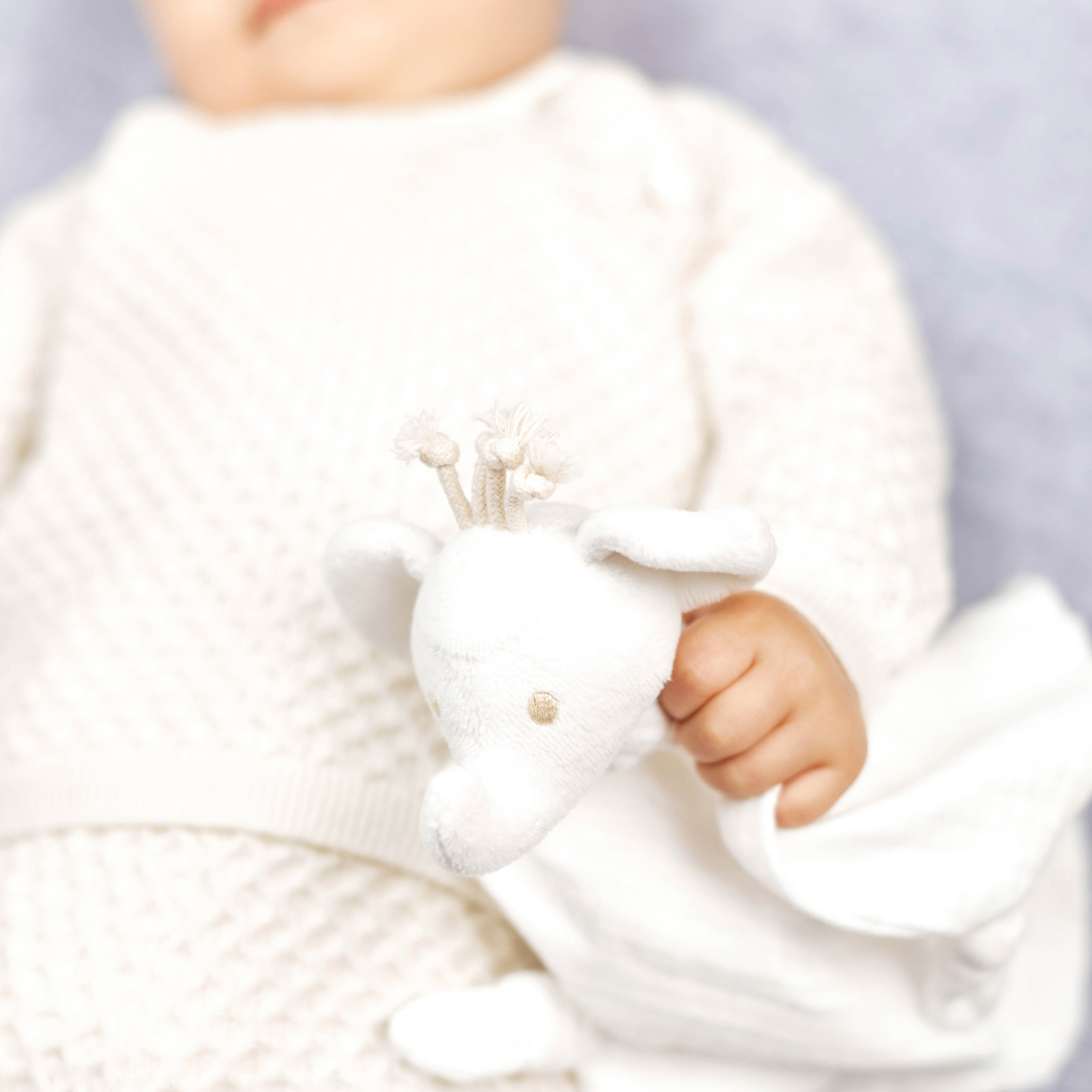 Doudou plat en coton bio éléphant  (30 x 30 cm) (Tartine et Chocolat) - Image 1