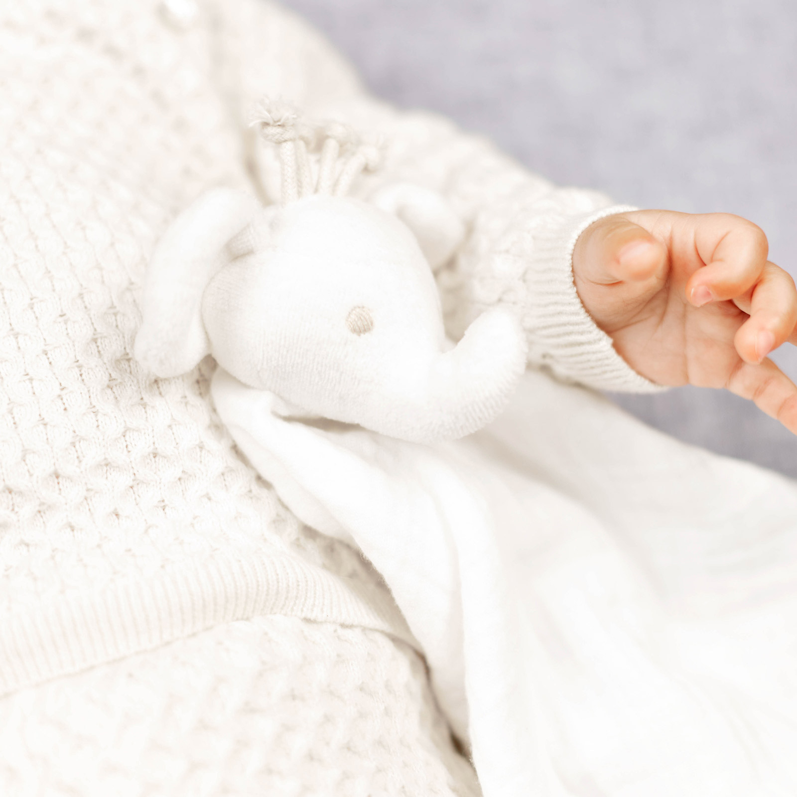 Doudou plat en coton bio éléphant  (30 x 30 cm) (Tartine et Chocolat) - Image 2