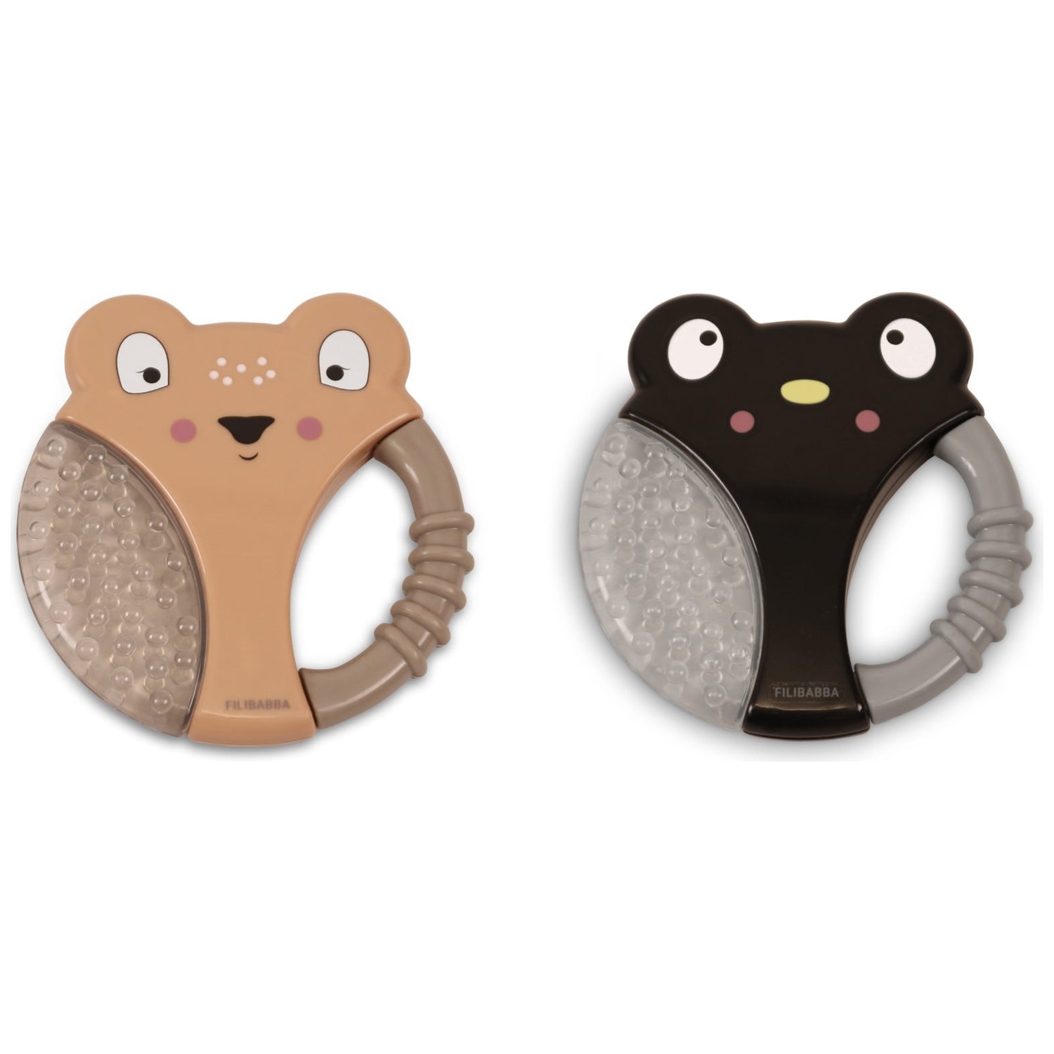 Lot de 2 anneaux de dentition animaux beige et noir (Filibabba) - Couverture