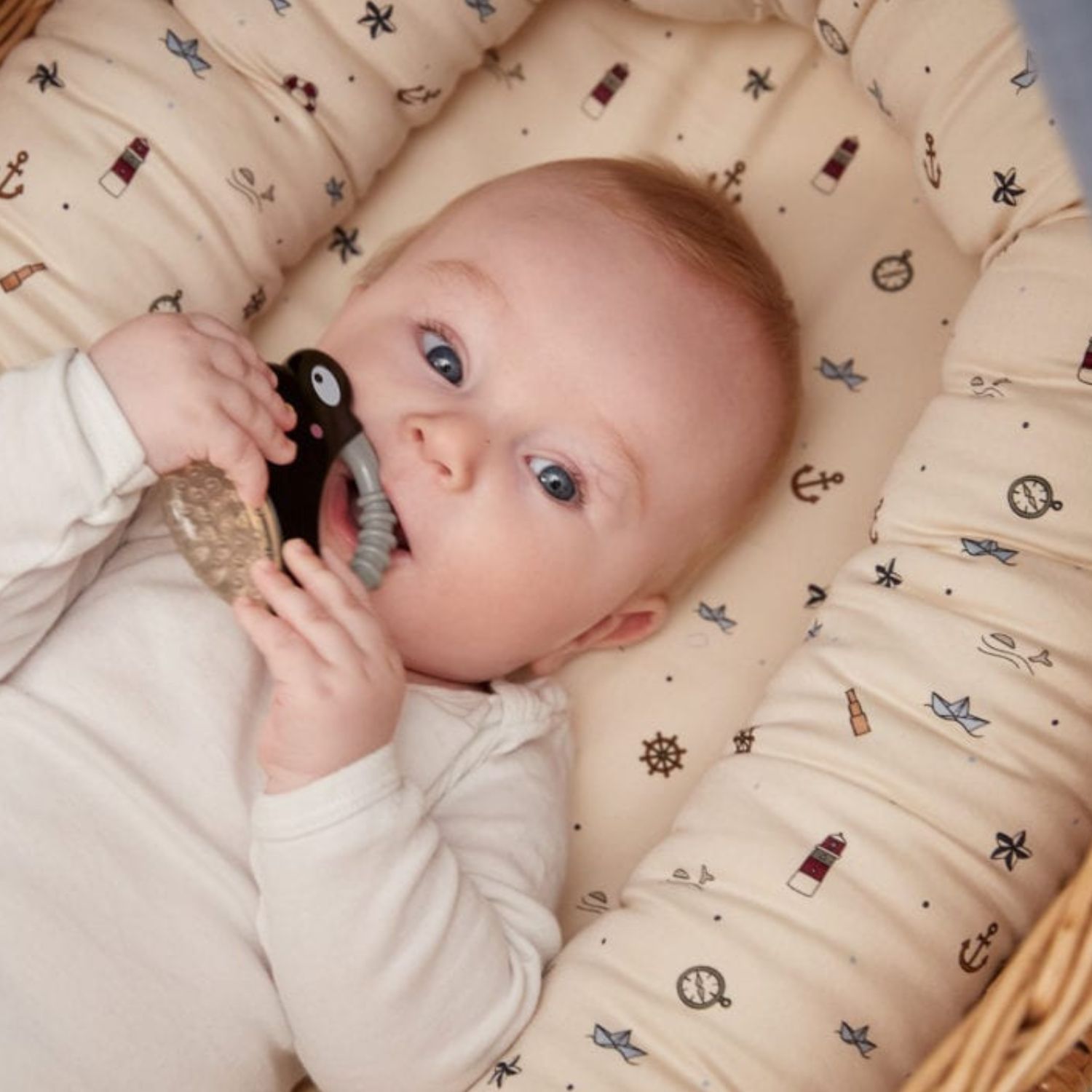 Lot de 2 anneaux de dentition animaux beige et noir (Filibabba) - Image 1