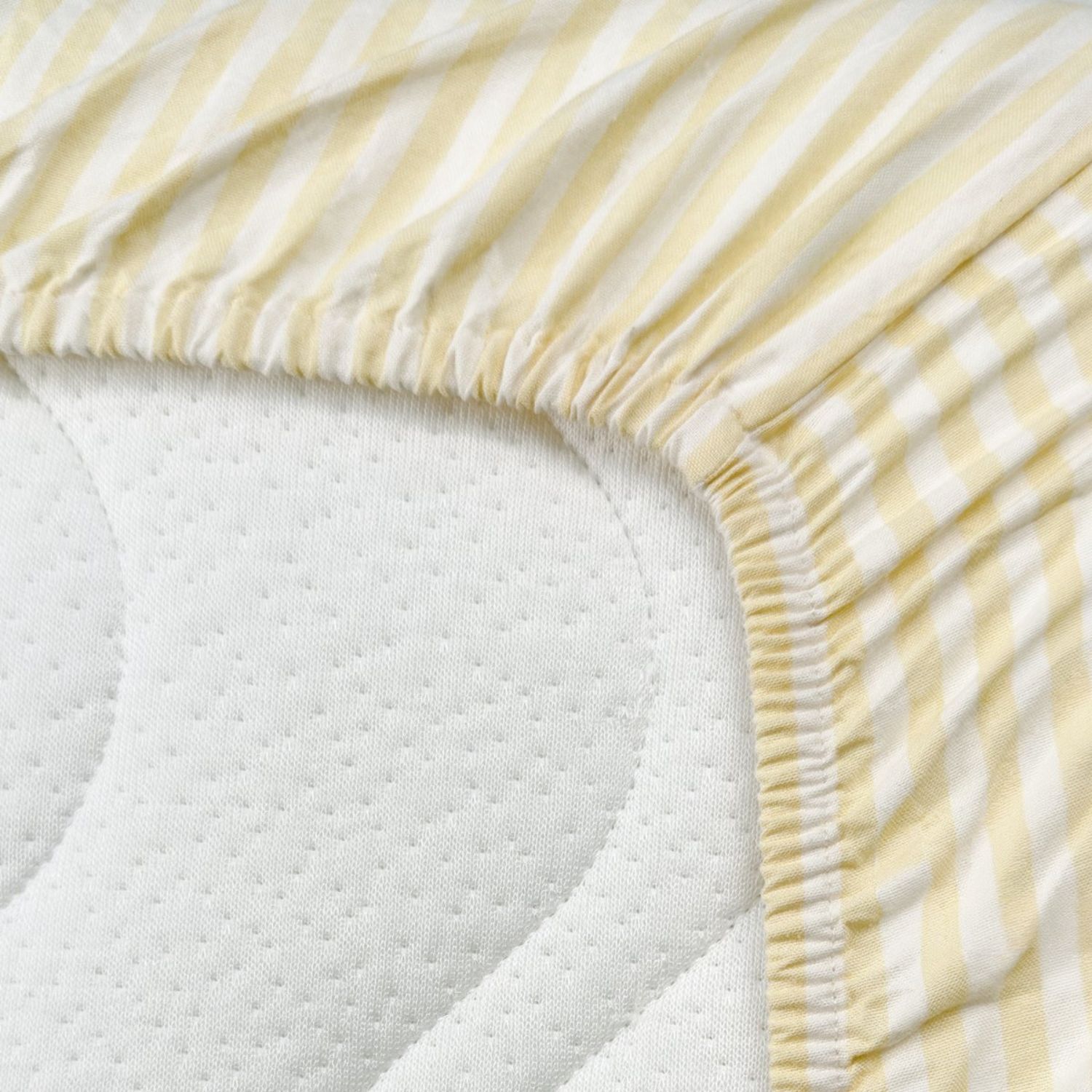 Drap housse en percale de coton Rayé Tournesol (60 x 120 cm) (Kadolis) - Image 3