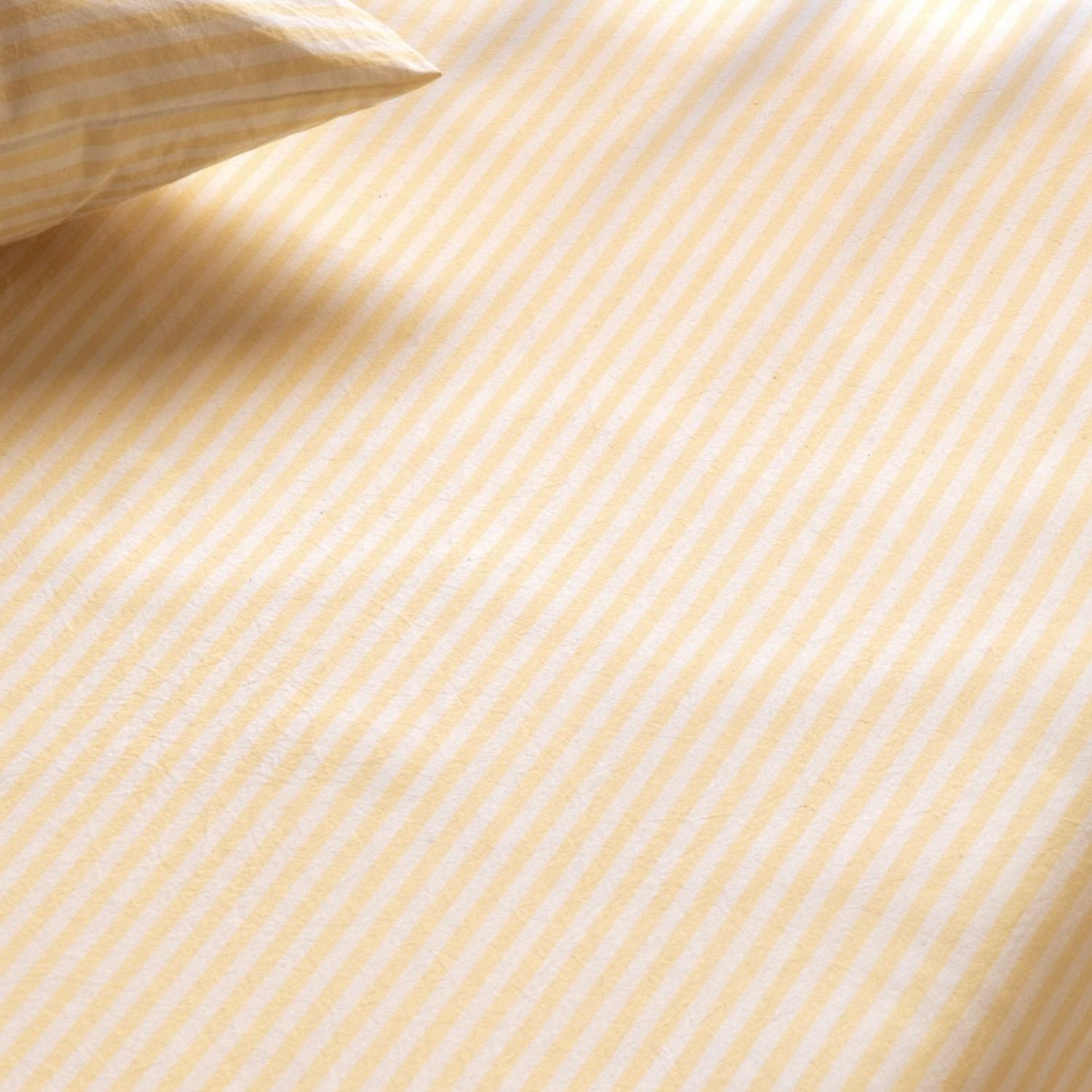 Drap housse en percale de coton Rayé Tournesol (60 x 120 cm) (Kadolis) - Image 2