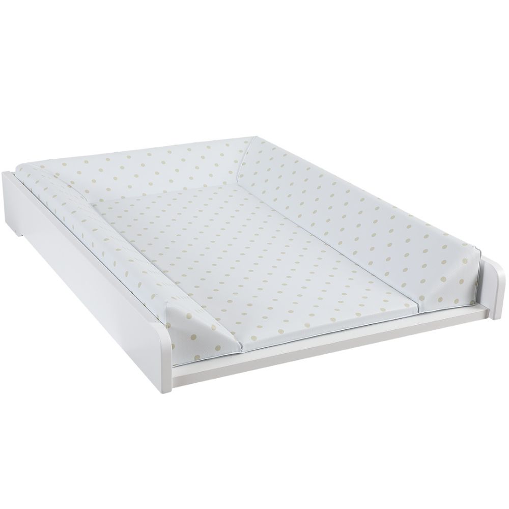 Plan à langer pour commode blanc matelas pois beige (Micuna) - Couverture