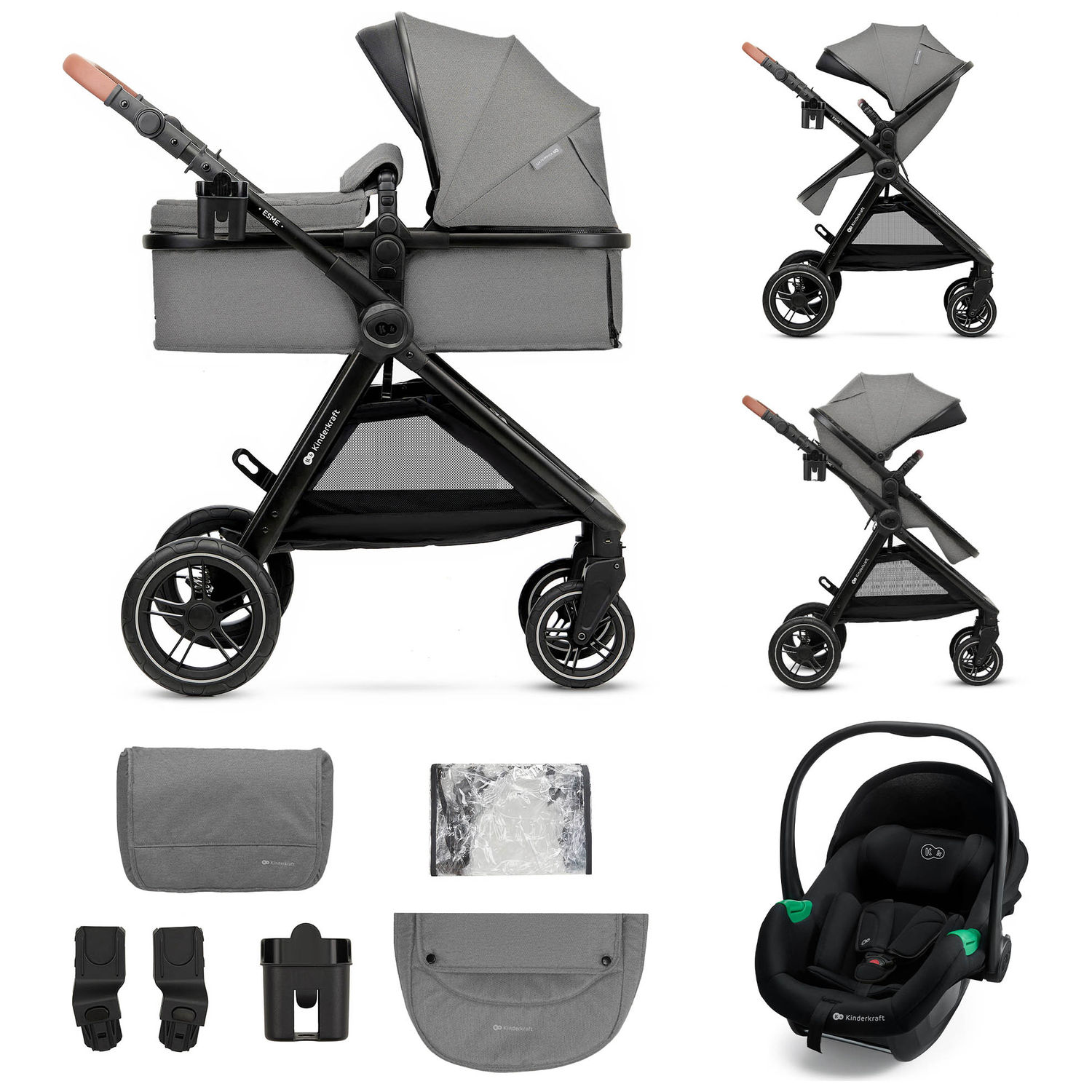 Poussette Esme Pro 3 en 1 Moonlight Grey (Kinderkraft) - Couverture