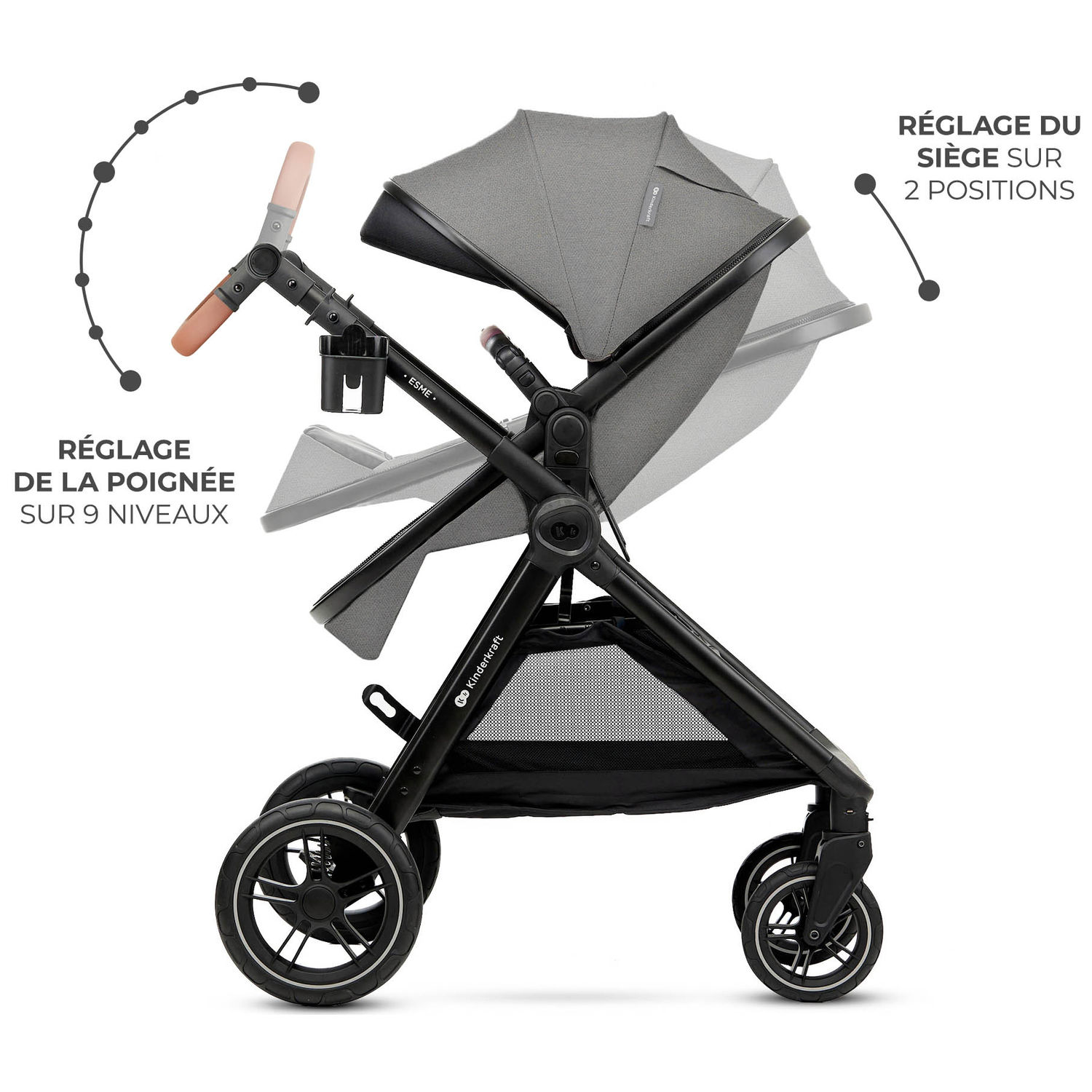 Poussette Esme Pro 3 en 1 Moonlight Grey (Kinderkraft) - Image 4