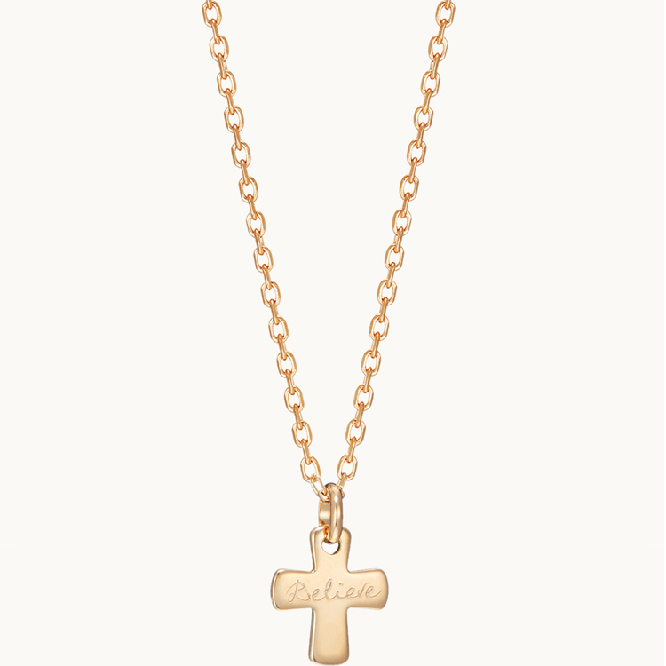 Merci Maman - Collier Croix sur chaîne personnalisable (plaqué or)