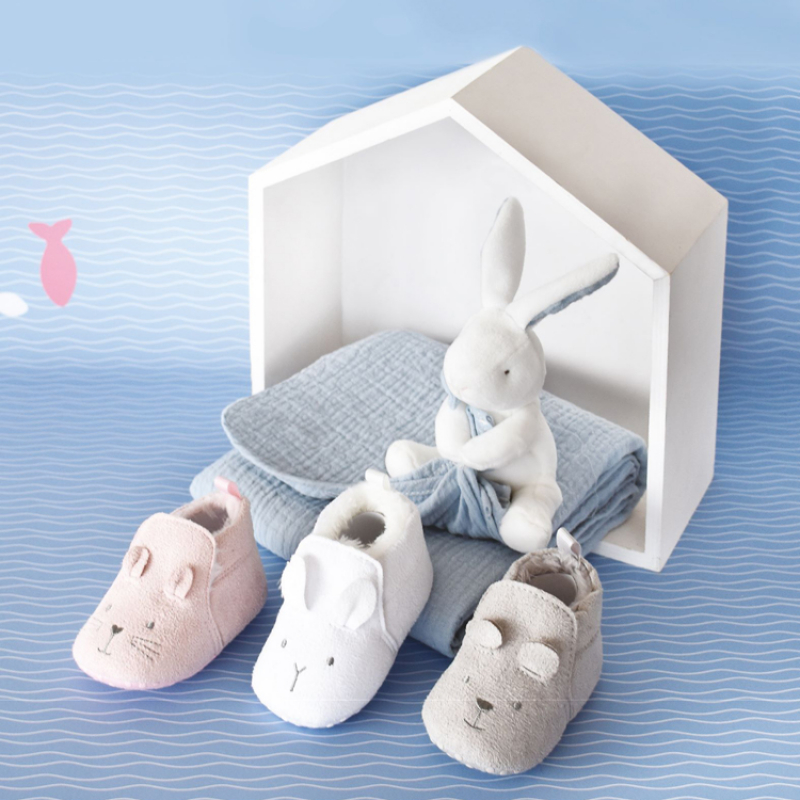 Chaussons gris (0-6 mois) (Doudou et Compagnie) - Image 1