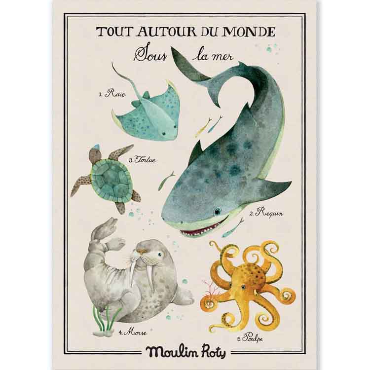 Affiche Sous la mer Tout autour du monde (50 x 70 cm) (Moulin Roty) - Image 1