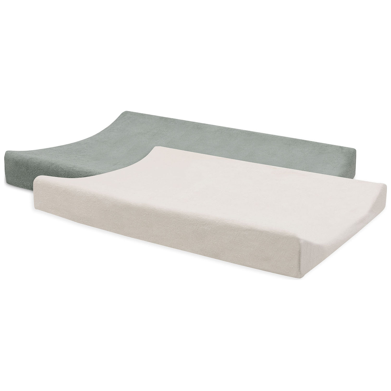Jollein - Lot de 2 housses de matelas à langer en éponge Sea Green-Ivory (50 x 70 cm)