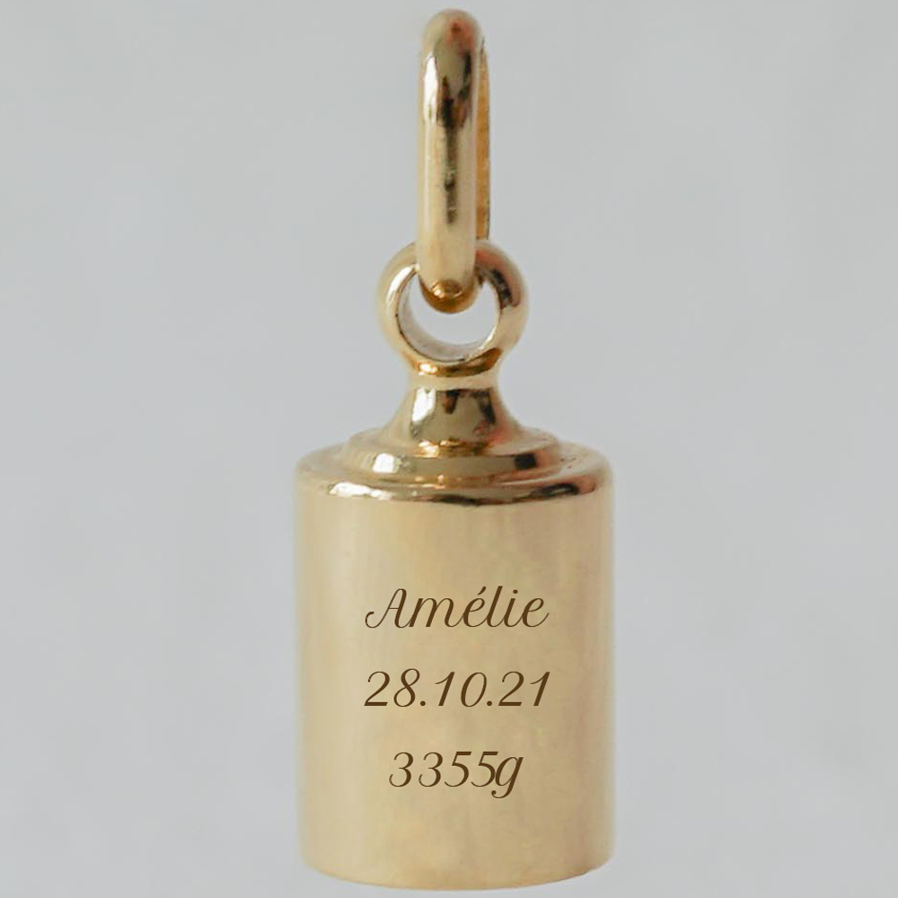 Pendentif personnalisable plaqué or jaune (Mon Petit Poids) - Image 1