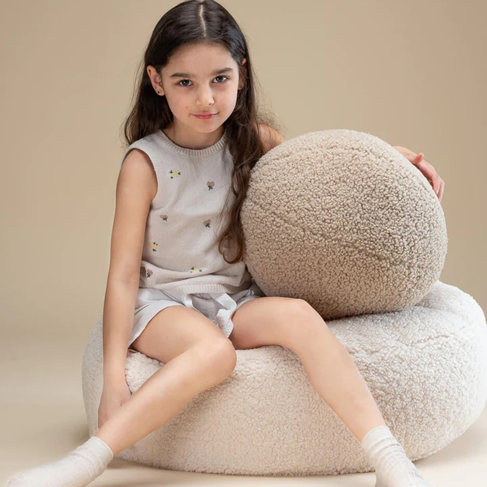 Pouf Ottoman Cream White molletonné (Wigiwama) - Image 4