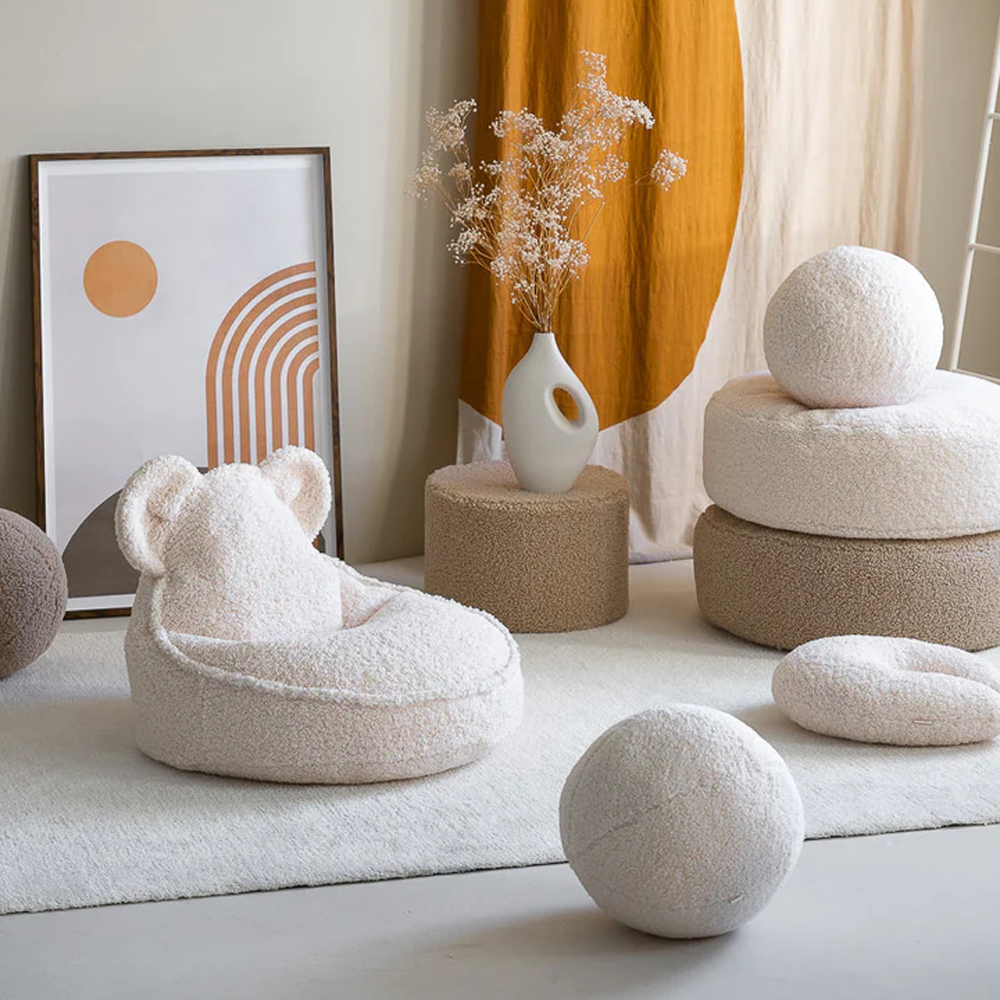 Pouf Ottoman Cream White molletonné (Wigiwama) - Image 5