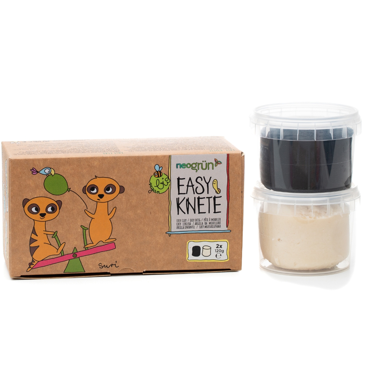 Coffret Suri 2 pots noir + blanc pâte à modeler naturelle et vegan (Neogrün) - Image 8