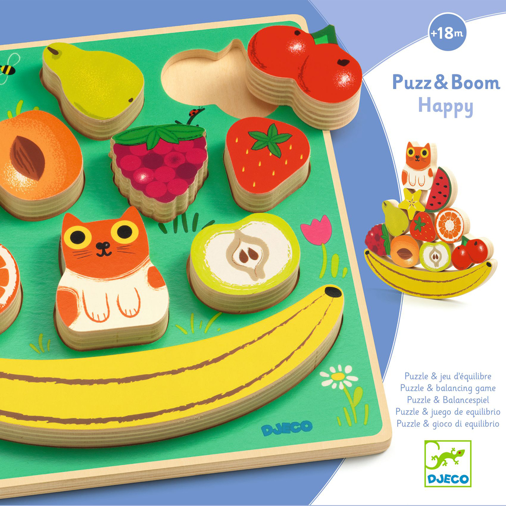 Puzzle en relief Puzz & Boom Happy (12 pièces) (Djeco) - Image 2