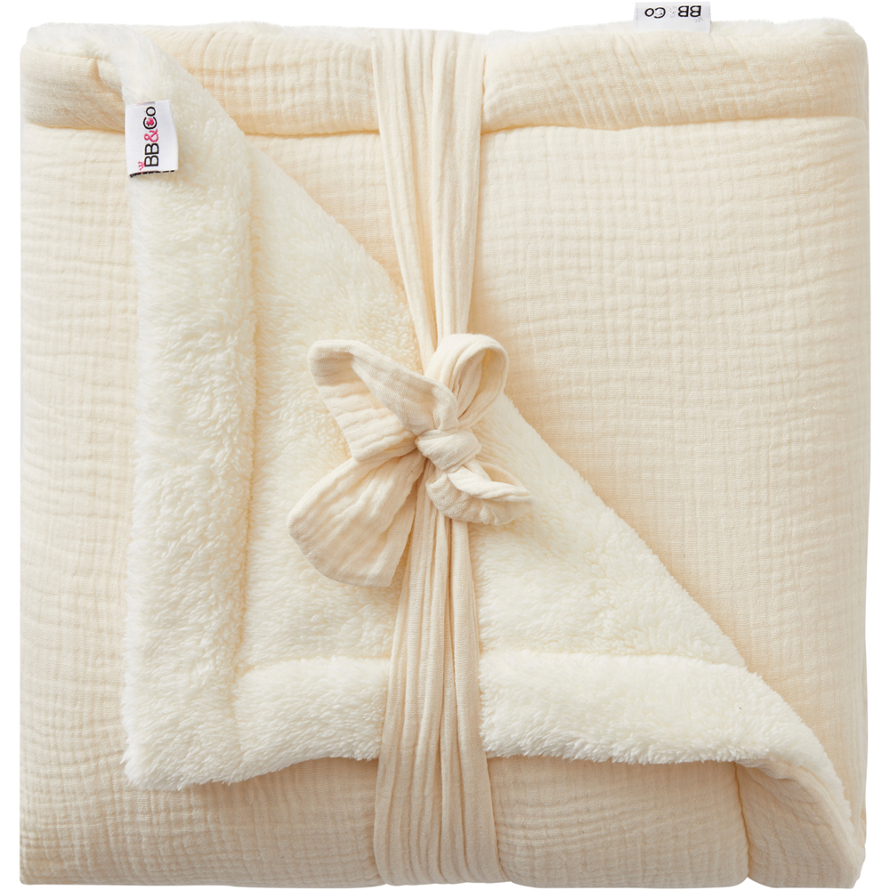 BB & Co - Couverture polaire double gaze de coton Mousse de lait (70 x 100 cm)