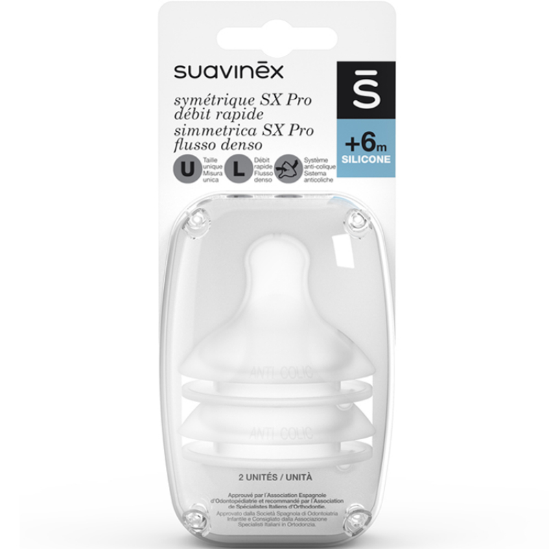 Lot de 2 tétines symétriques SX PRO en silicone débit M (6 mois) (Suavinex) - Image 7
