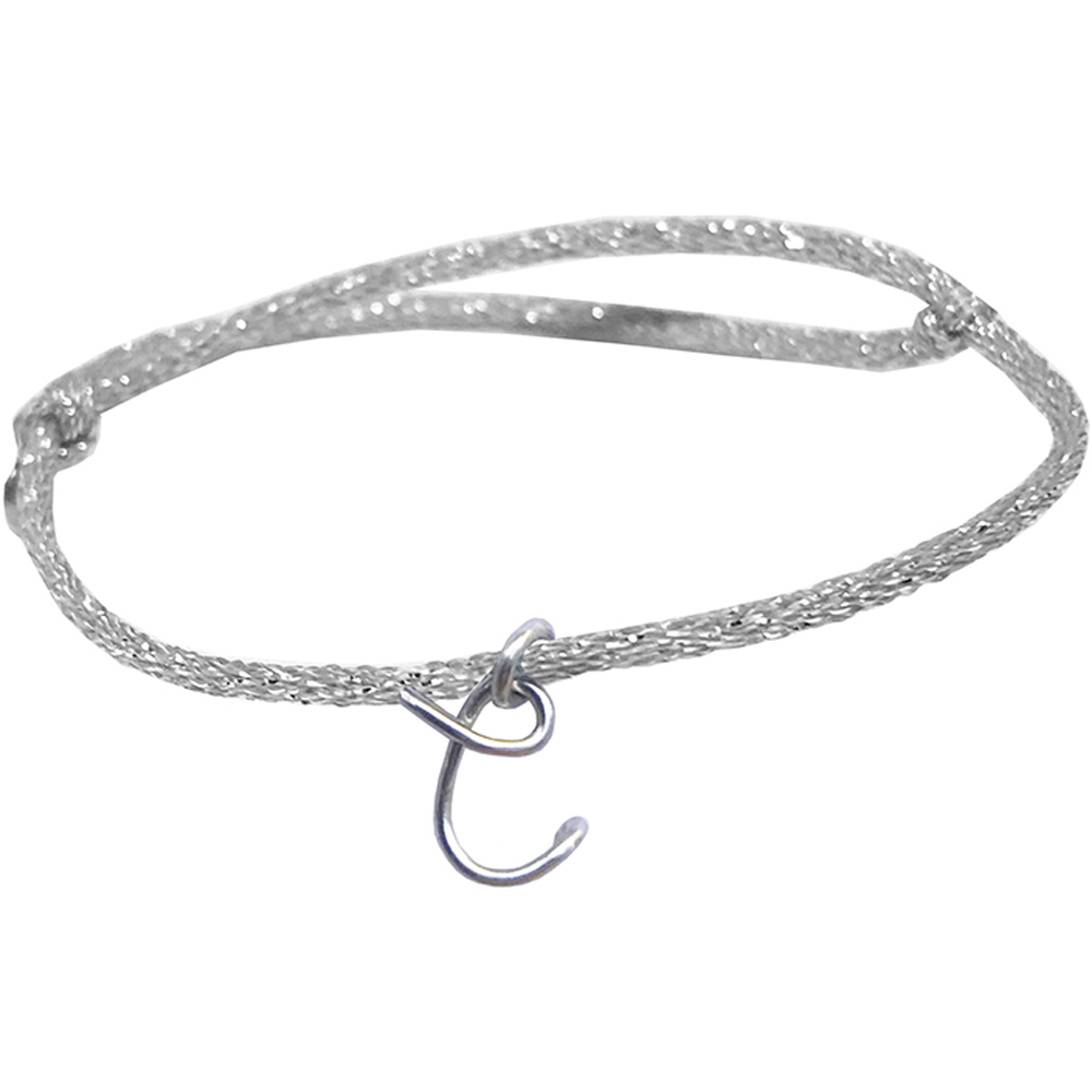 Padam Padam - Bracelet cordon paillette initiale argent (personnalisable)