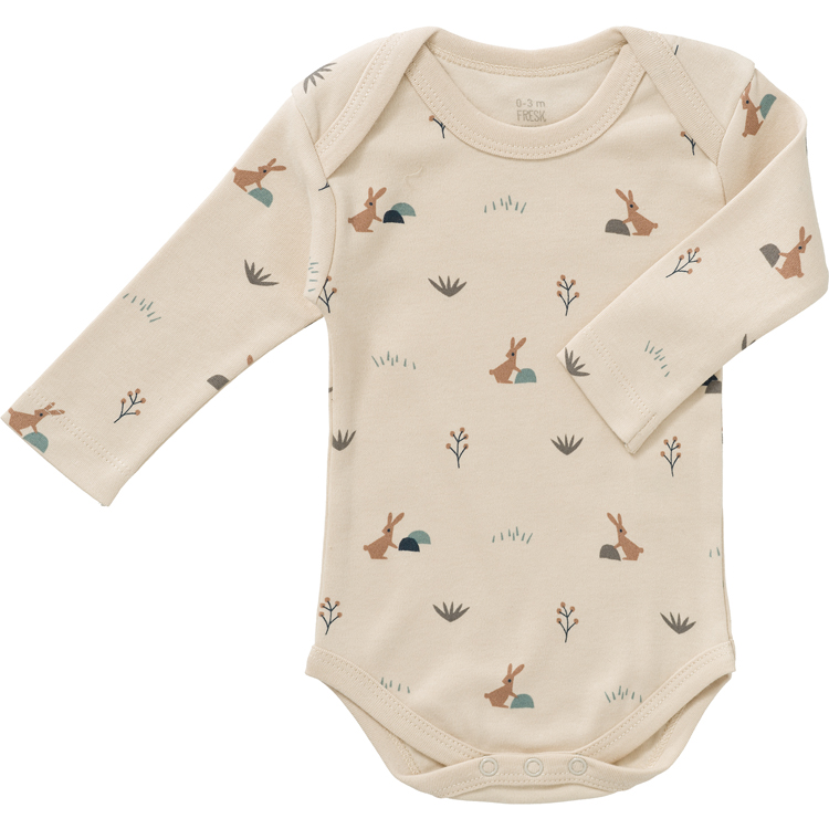 Fresk - Body manches longues en coton bio Rabbit sandshell (0-3 mois : 50 à 60 cm)