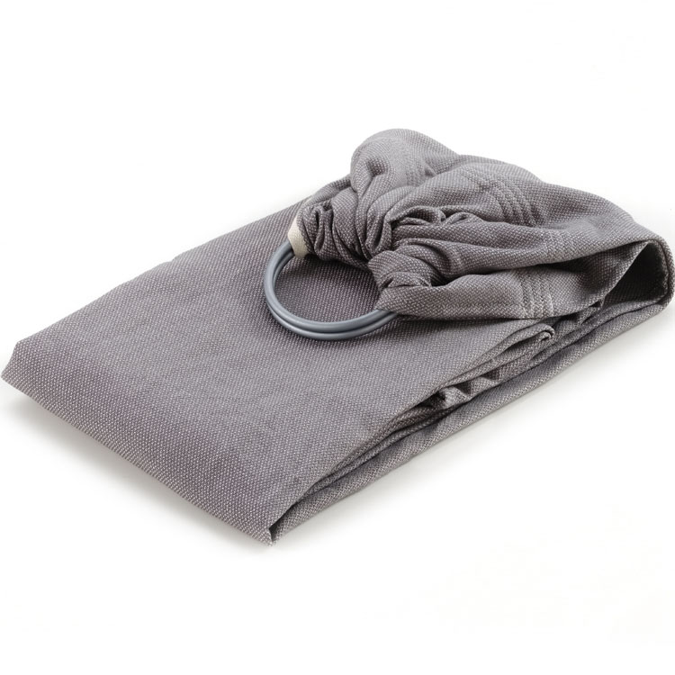 Echarpe de portage Sling sans noeud tissé en coton bio gris vintage (Neobulle) - Image 4