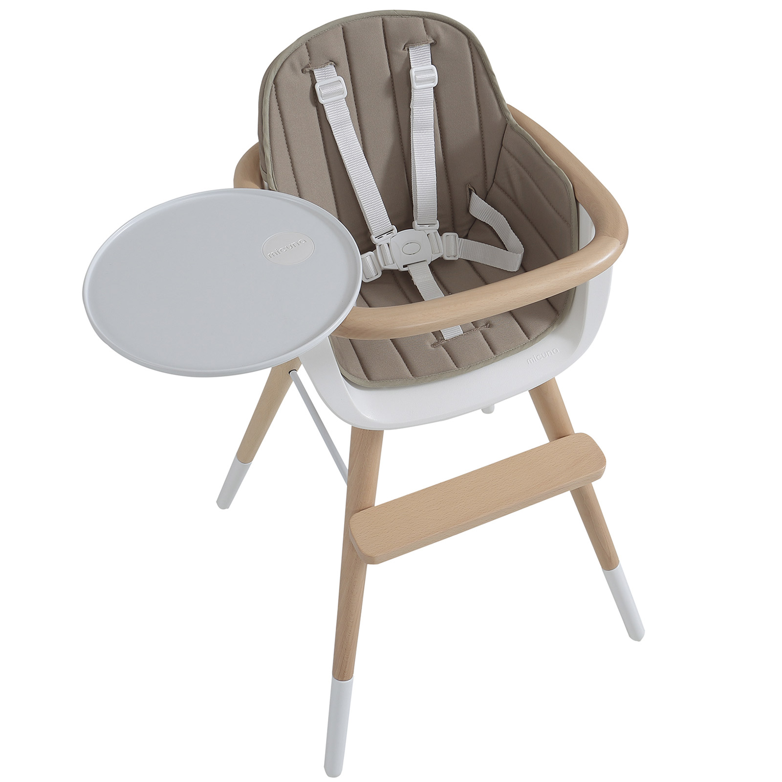 Chaise haute évolutive Ovo Luxe one avec harnais beige (Micuna) - Image 3