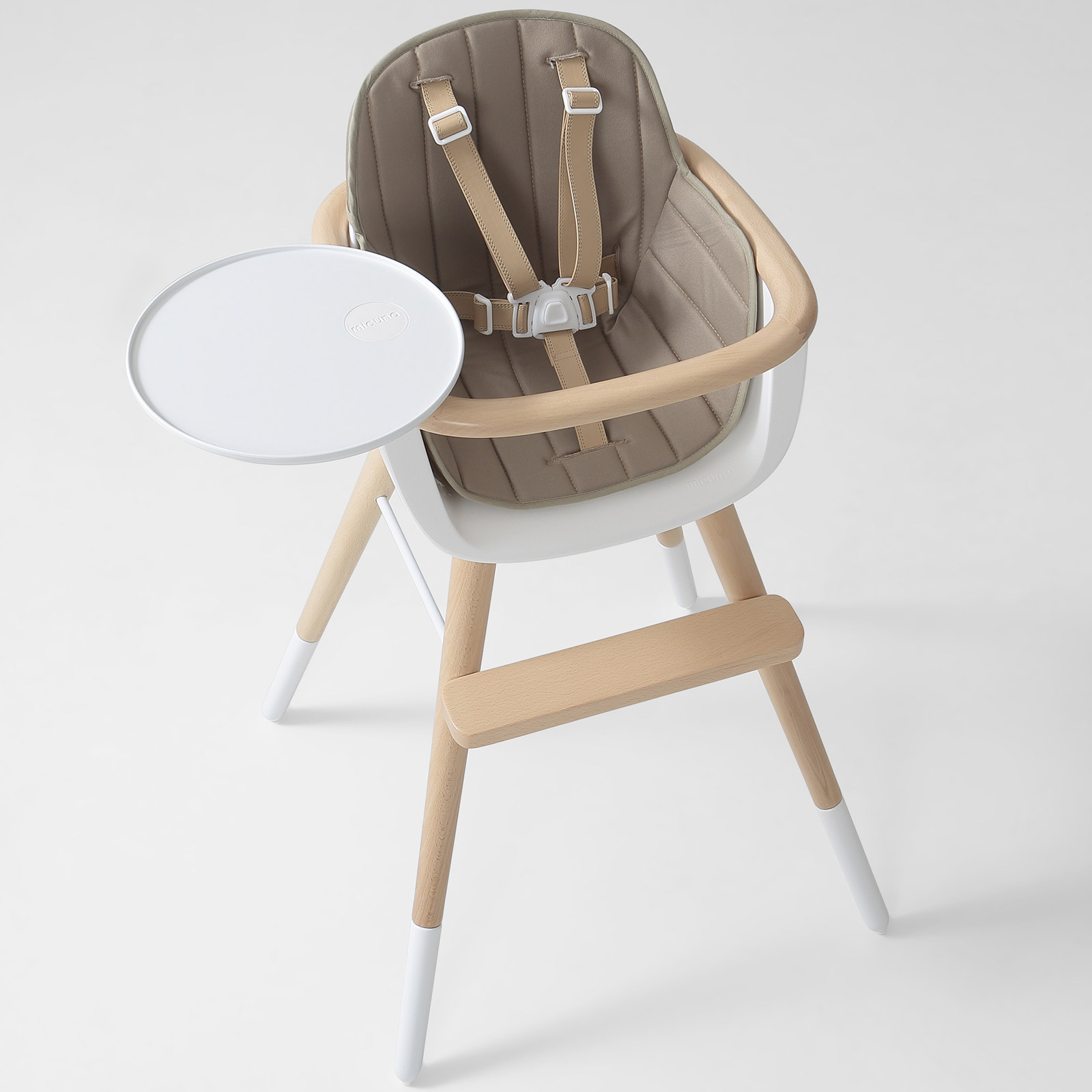 Chaise haute évolutive Ovo Luxe one avec harnais beige (Micuna) - Image 5