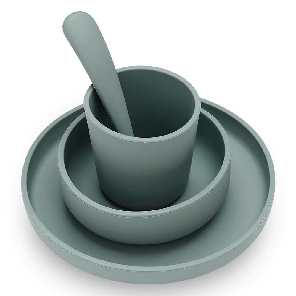 Jollein - Coffret repas en silicone Ash green vert (4 pièces)
