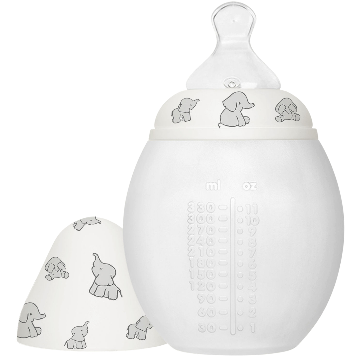 Elhée - Biberon anti-colique en silicone Eléphant (330 ml)
