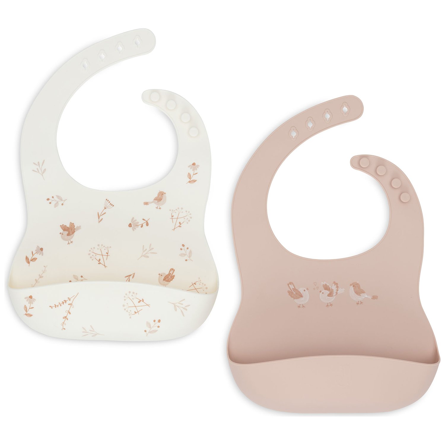 Jollein - Lot de 2 bavoirs en silicone Lovely Birds