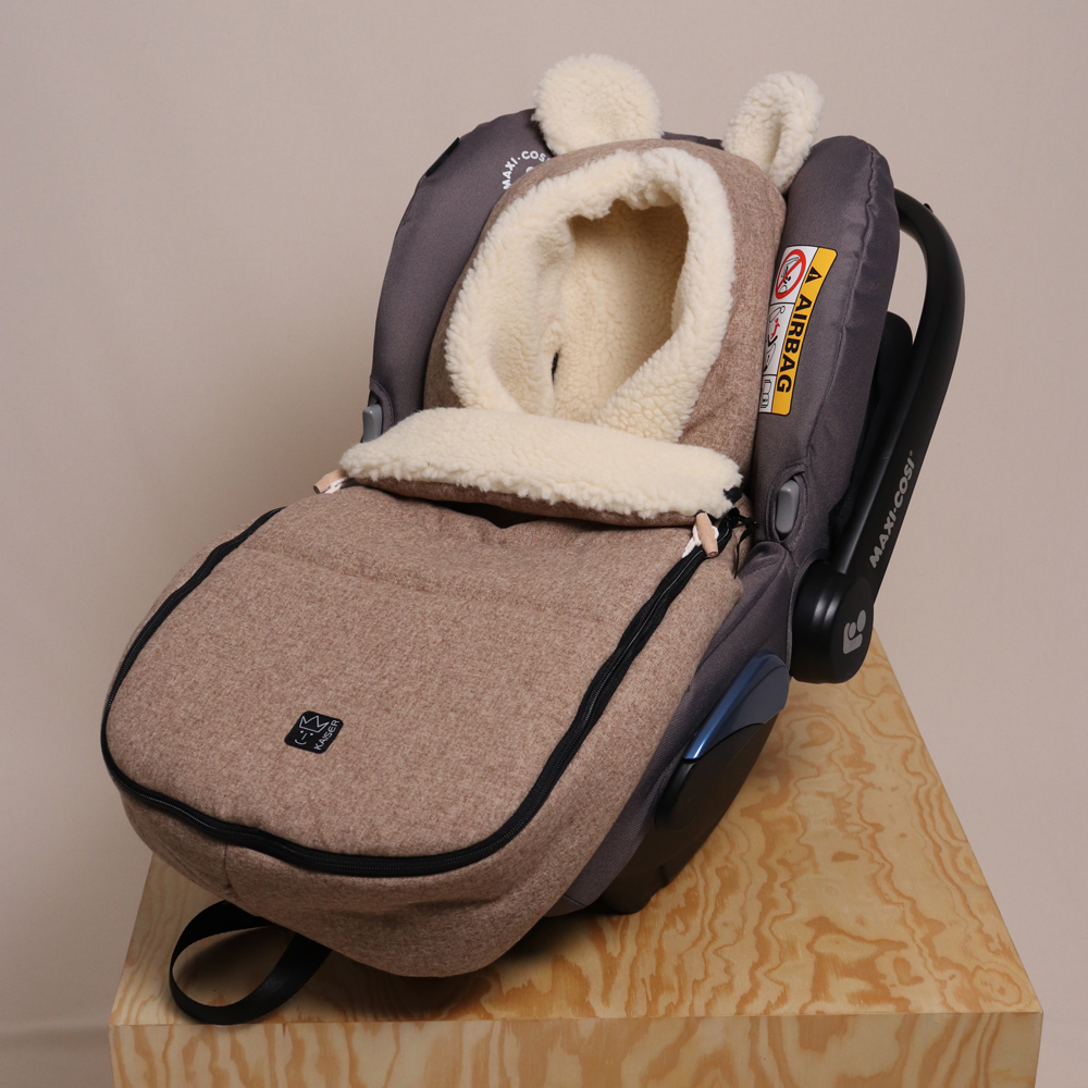 Chancelière capuche souris en laine marron (0-12 mois) (Kaiser) - Image 2