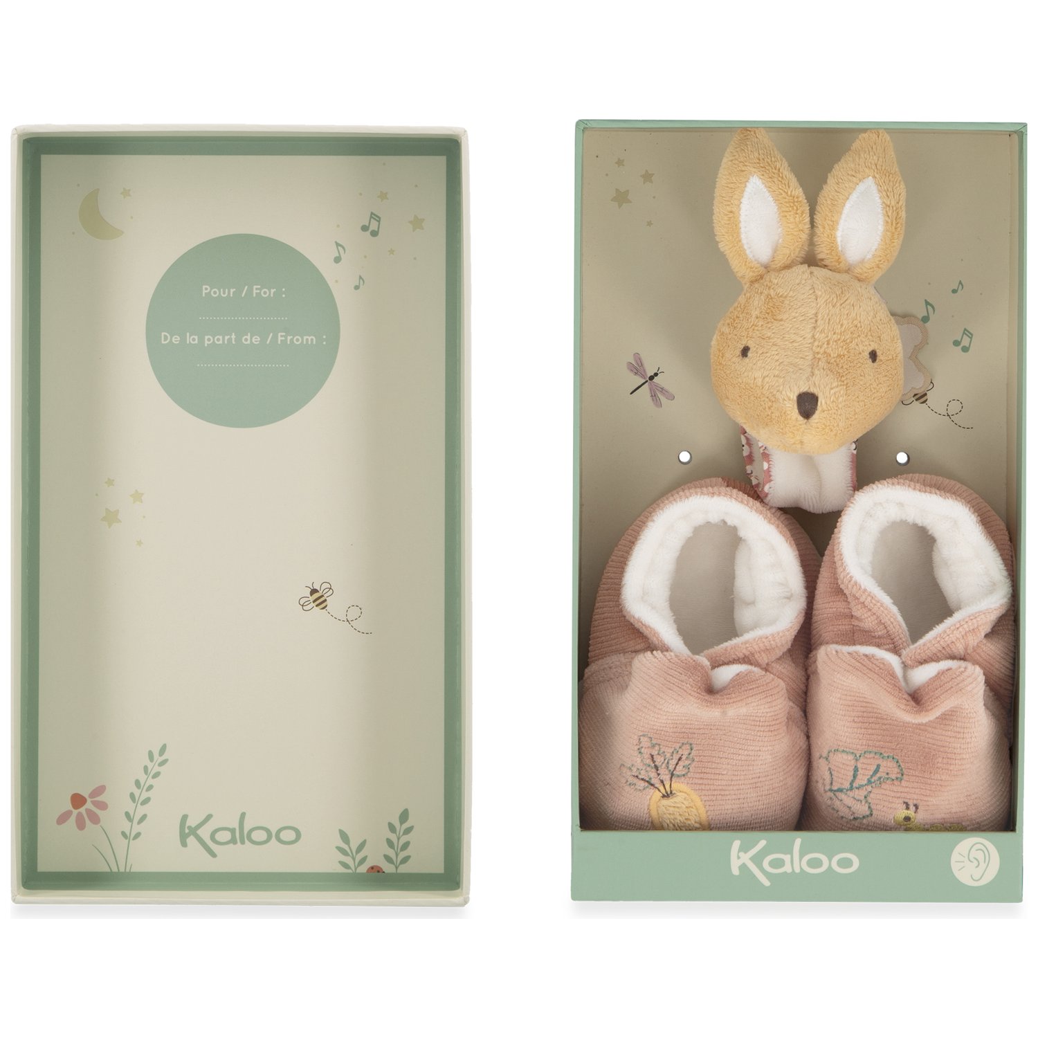Coffret de naissance chaussons et bracelet sonore Lapin