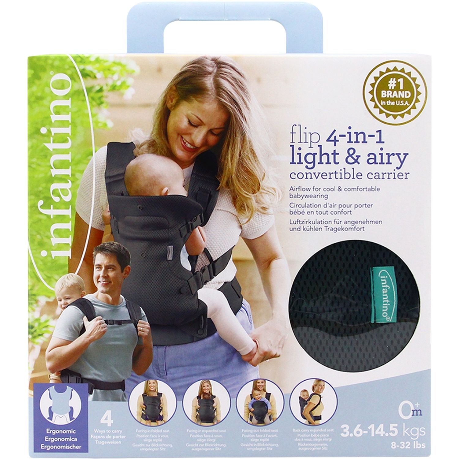 Porte-Bébé Flip Ergo 4 en 1 - Light & Airy foncé (Infantino) - Image 7