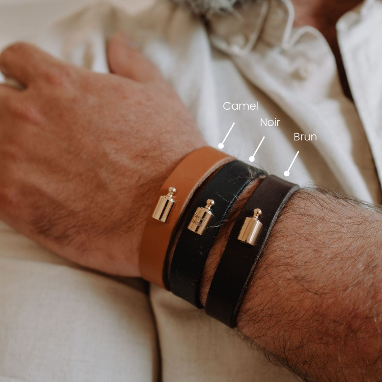 Bracelet en cuir Mon Petit Poids Brun (argent rhodié) (Mon Petit Poids) - Image 1