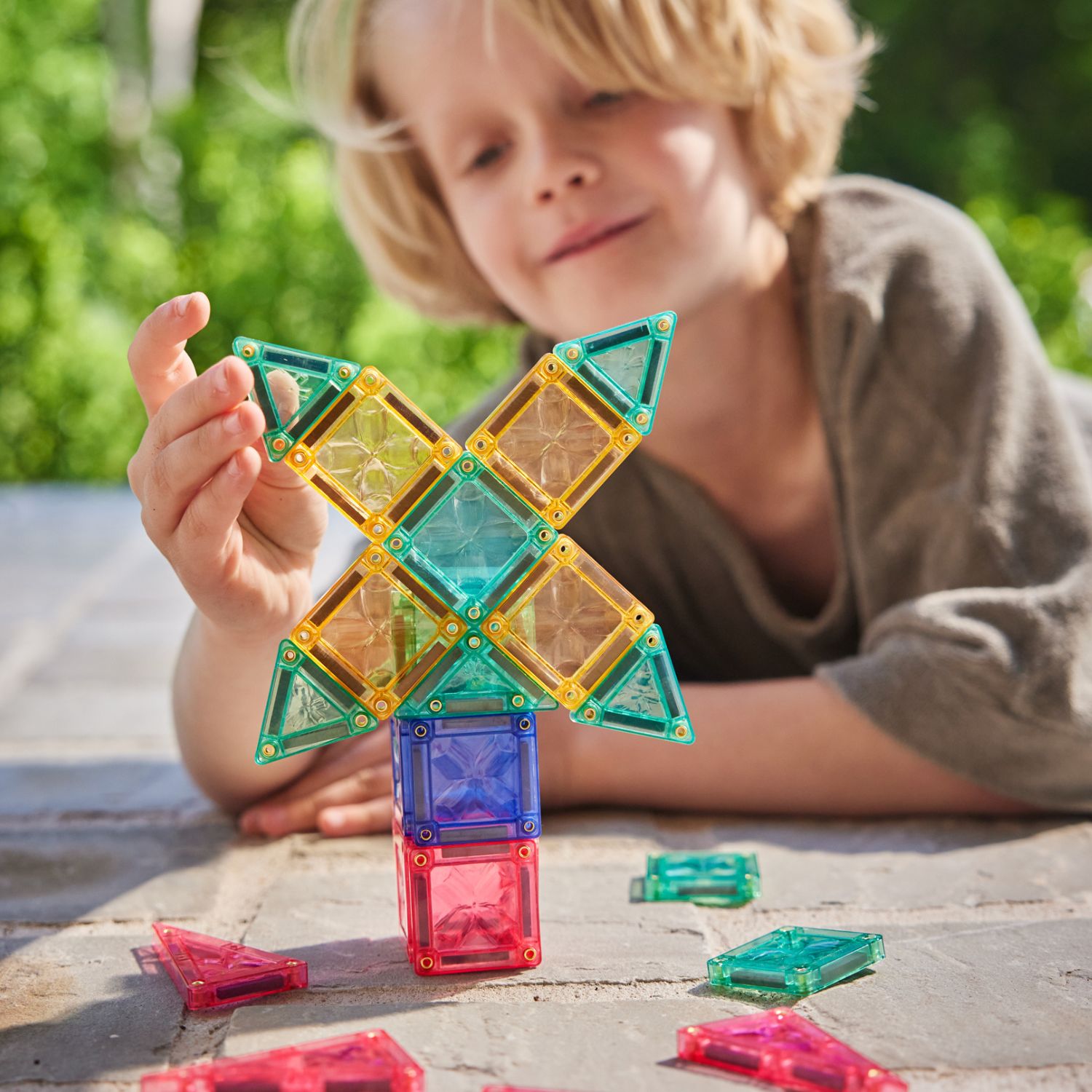 Cleverclixx - Kit de construction magnétique Tuiles Pastel (28 pièces)