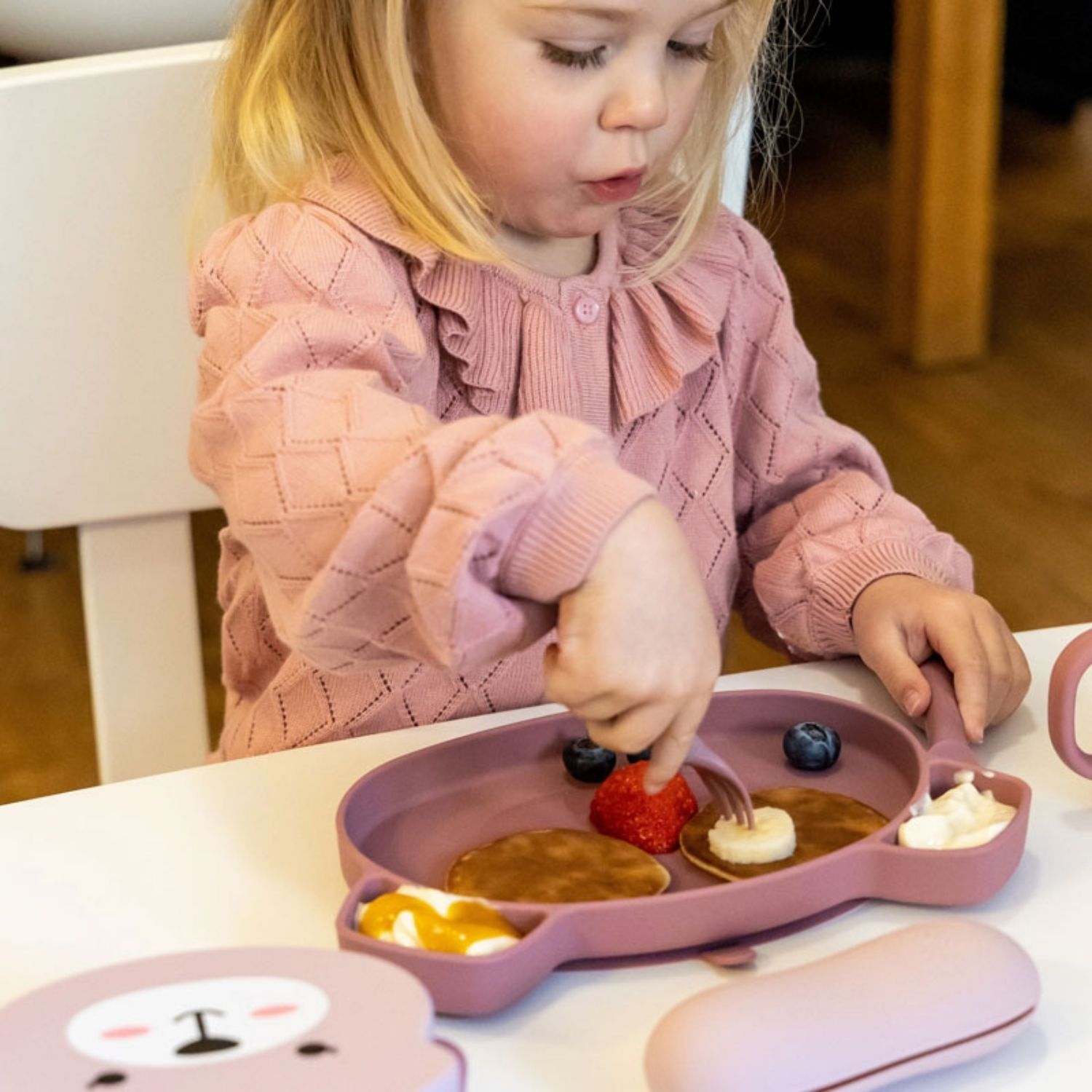 Set repas en silicone Ourson Rose (4 pièces) (Tum Tum) - Image 3