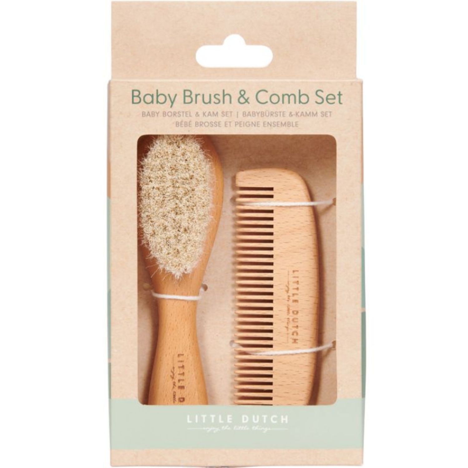Ensemble brosse et peigne bébé en bois (Little Dutch) - Image 1