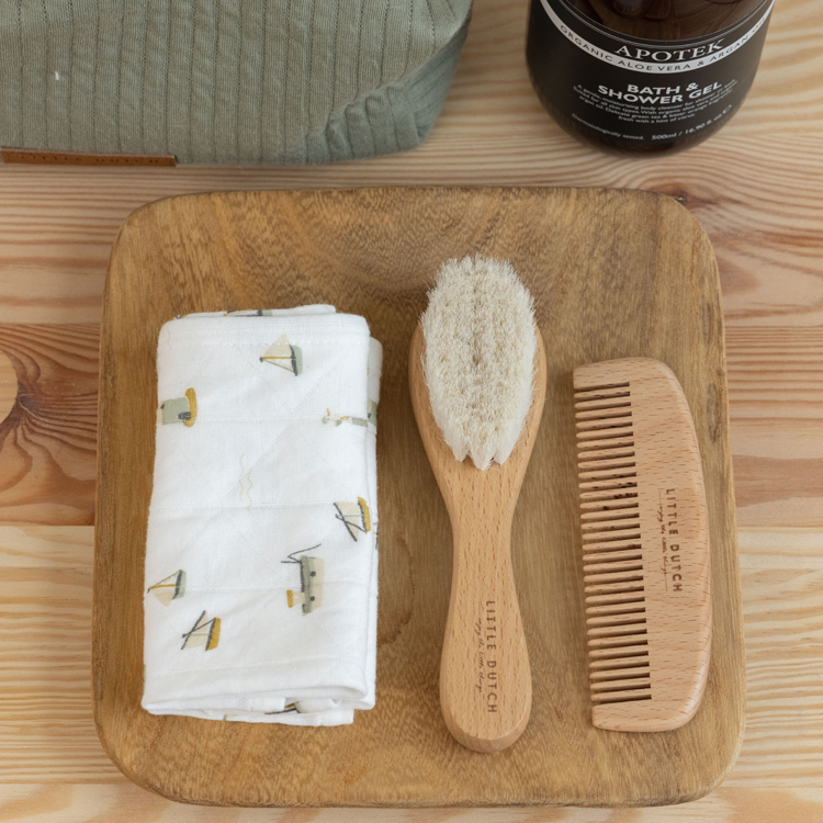 Ensemble brosse et peigne bébé en bois (Little Dutch) - Image 5