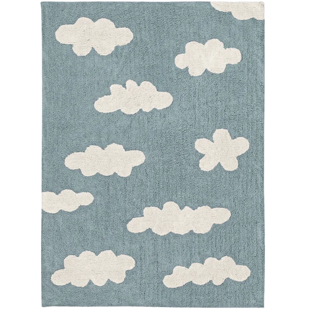 Lorena Canals - Tapis lavable nuages vintage bleu (120 x 160 cm)