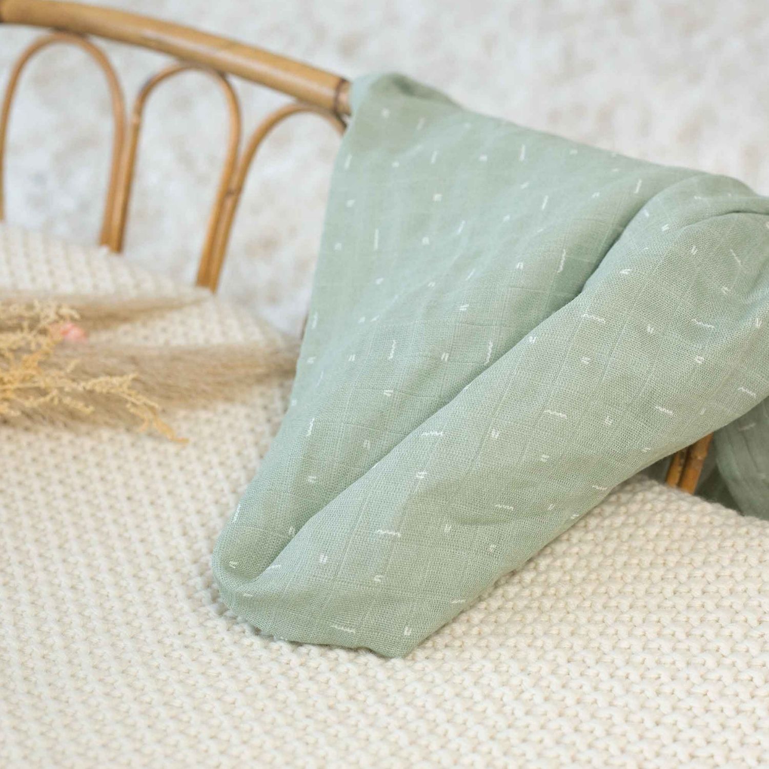 Lot de 3 langes en mousseline Grafic Olive (70 x 70 cm) (Trois Kilos Sept) - Image 1