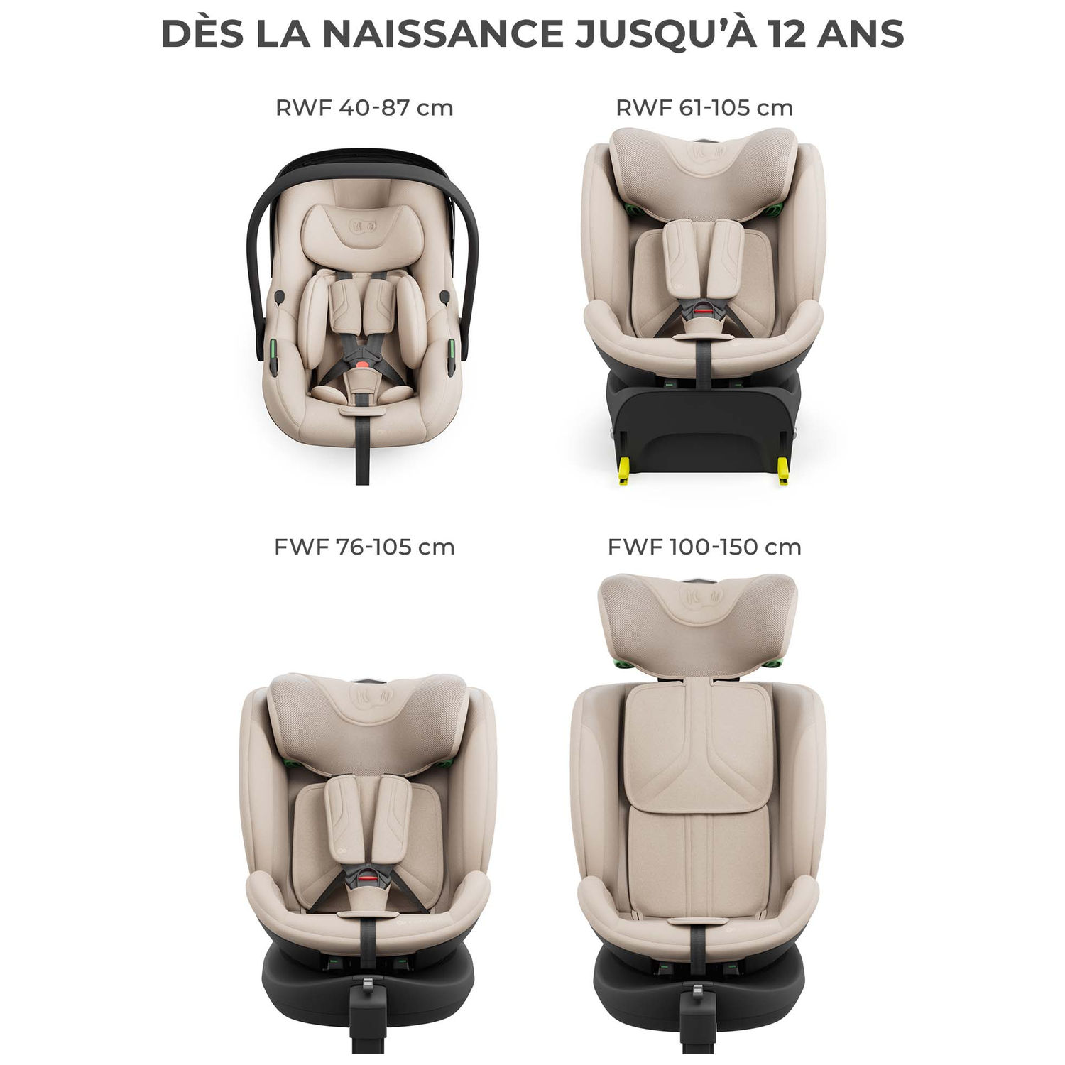 Siège auto Endura Safe Modular System Beige (groupe 1-2-3) (Kinderkraft) - Image 6