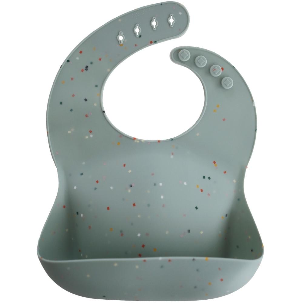Bavoir à poche en silicone Cambridge blue confetti (Mushie) - Image 1