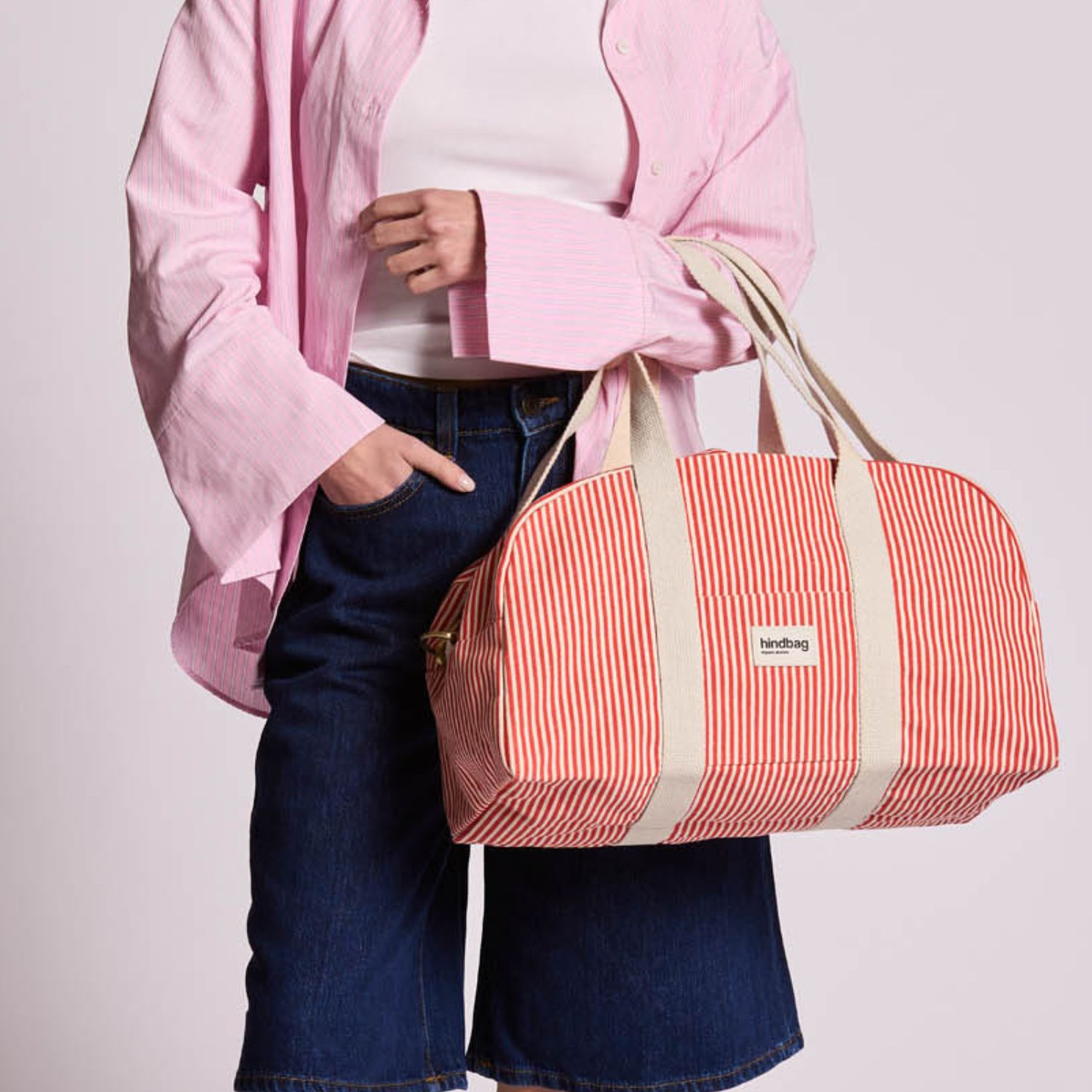 Hindbag - Sac à langer Charlie Rayures Fines Rouge