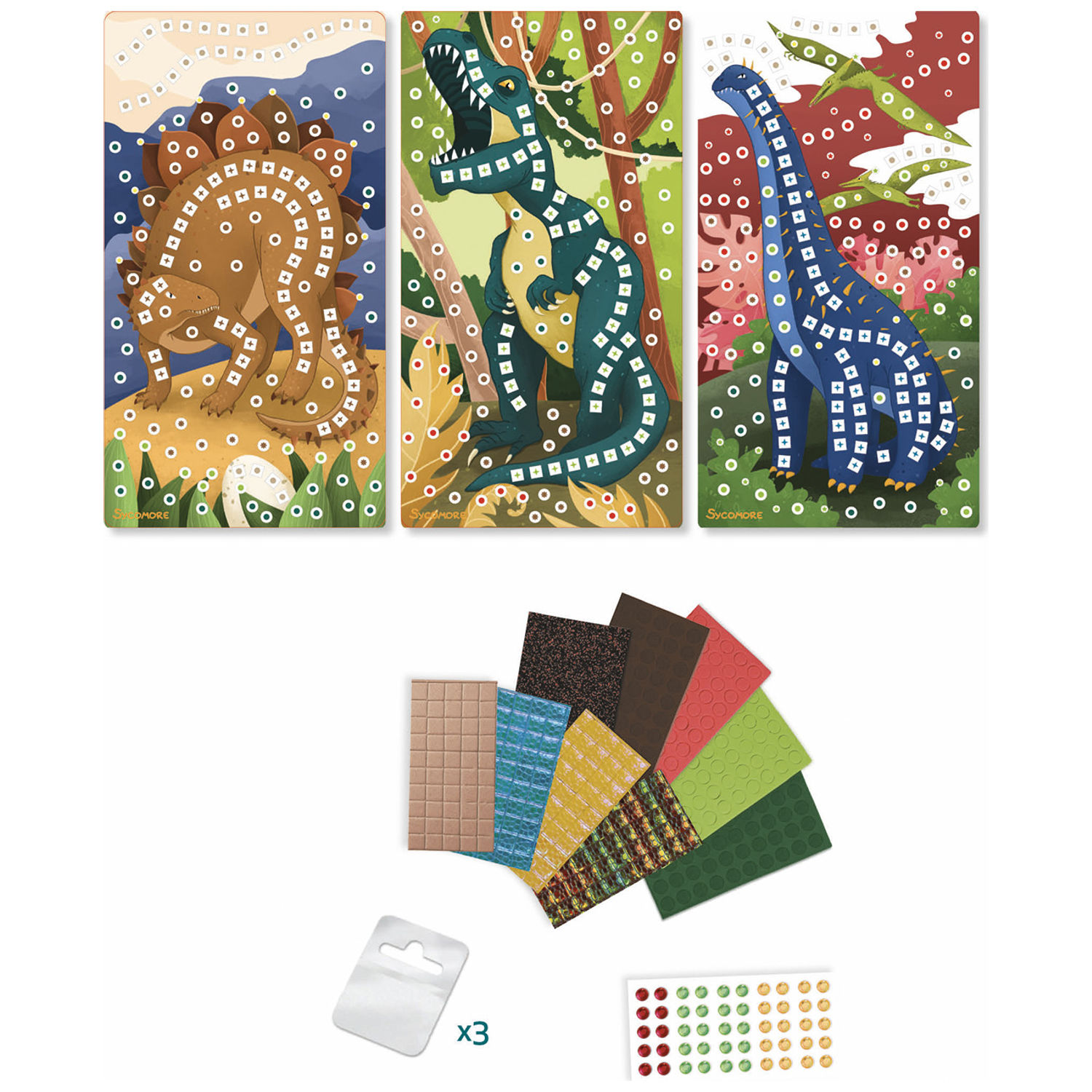 Coffret 3 mosaïques Dinosaures