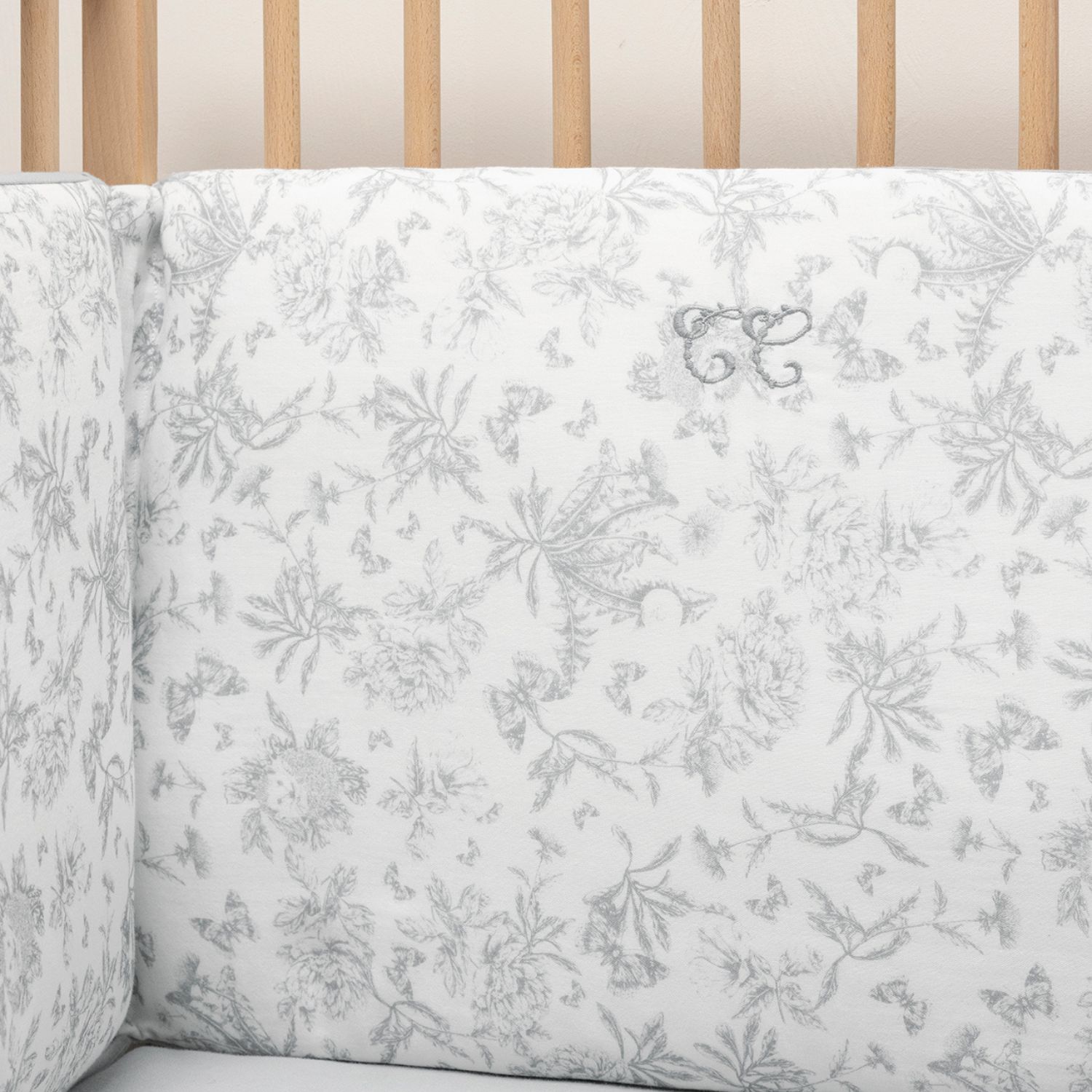 Tour de lit adaptable Toile de Jouy gris (Tartine et Chocolat) - Image 3