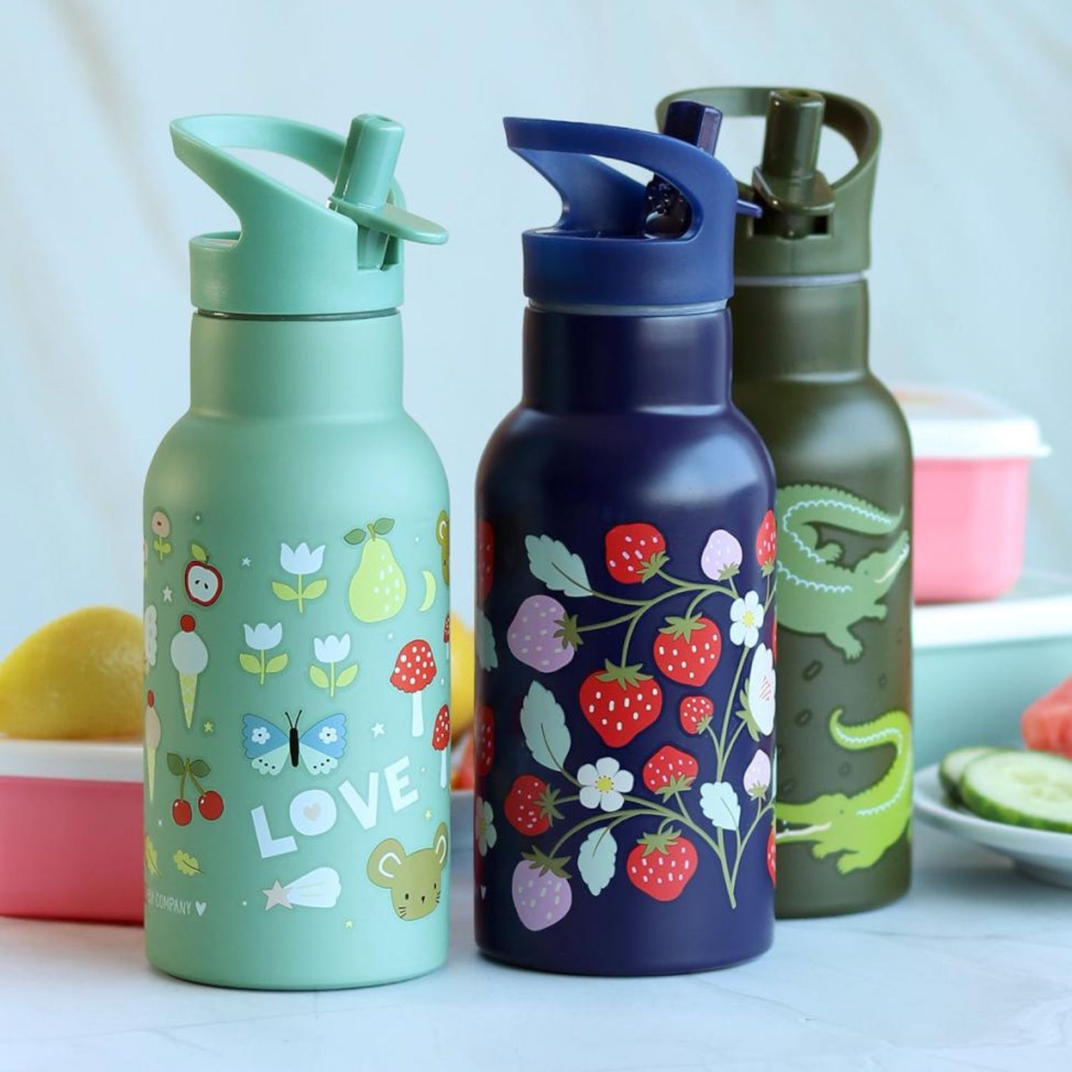 Gourde isotherme Fraises (350 ml) (A Little Lovely Company) - Image 5