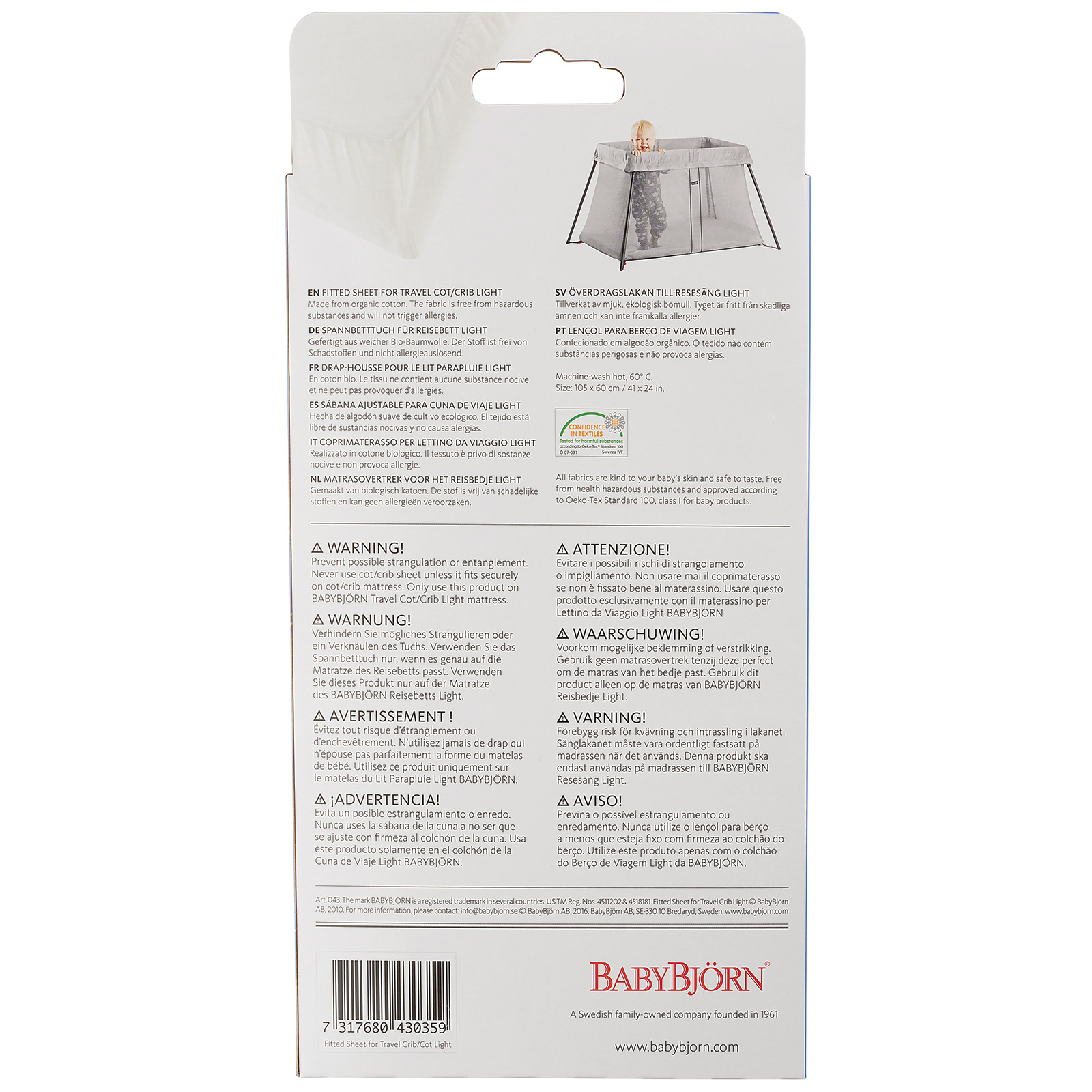 Drap housse blanc pour Lit parapluie Light (BabyBjörn) - Image 7
