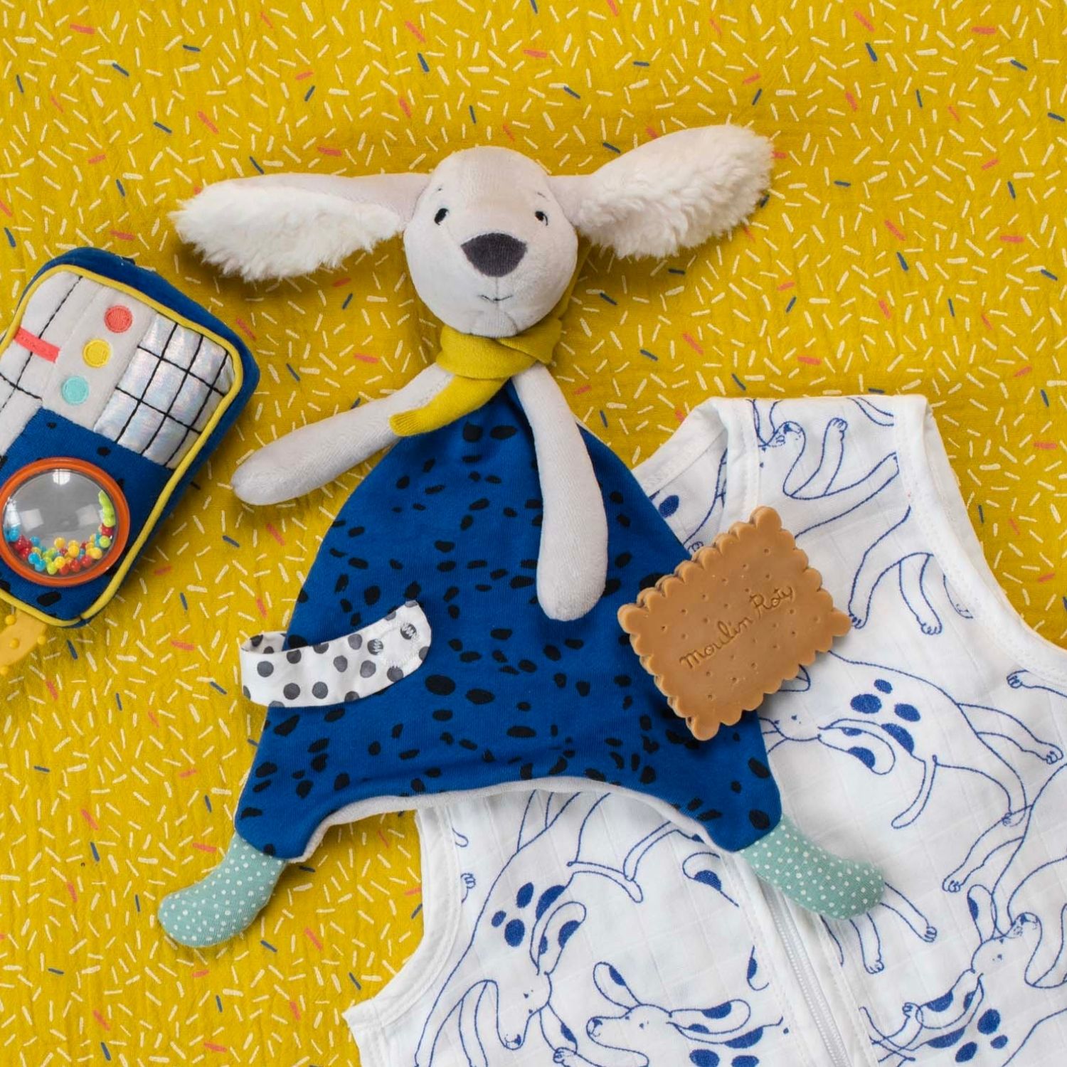 Biscuit de dentition caoutchouc Puce et Pilou (Moulin Roty) - Image 1