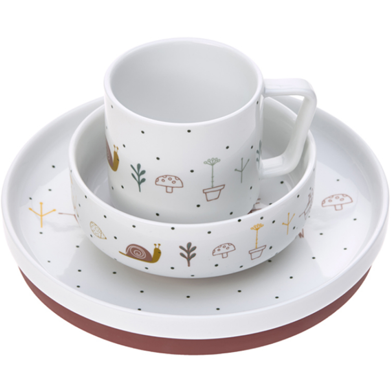 Coffret repas en porcelaine rose Garden Explorer (3 pièces) (Lassig) - Image 3
