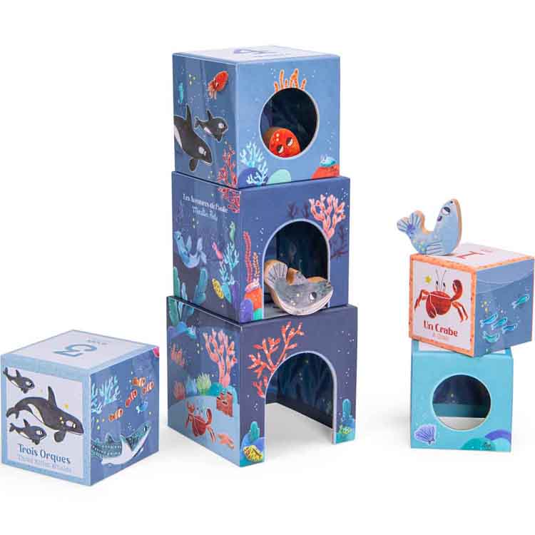 Cubes empilables + personnages Les aventures de Paulie (6 cubes) (Moulin Roty) - Image 1