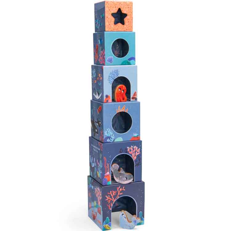 Cubes empilables + personnages Les aventures de Paulie (6 cubes) (Moulin Roty) - Image 2