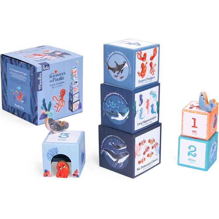 Cubes empilables + personnages Les aventures de Paulie (6 cubes) (Moulin Roty) - Image 3